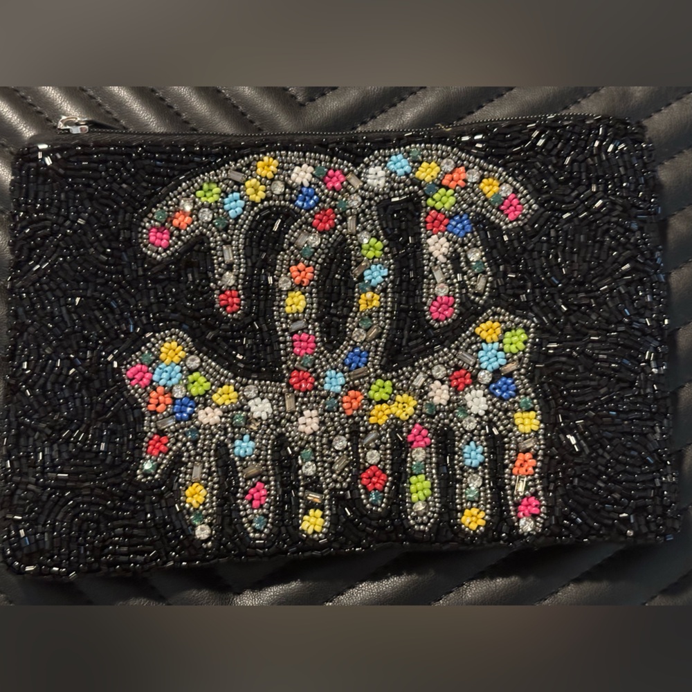 Walker Rose Black and Red Crystal Embellished Wristlet